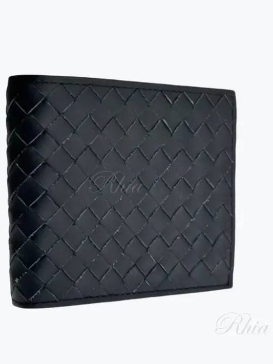 Intrecciato Calf Leather Half Wallet Navy - BOTTEGA VENETA - BALAAN 2