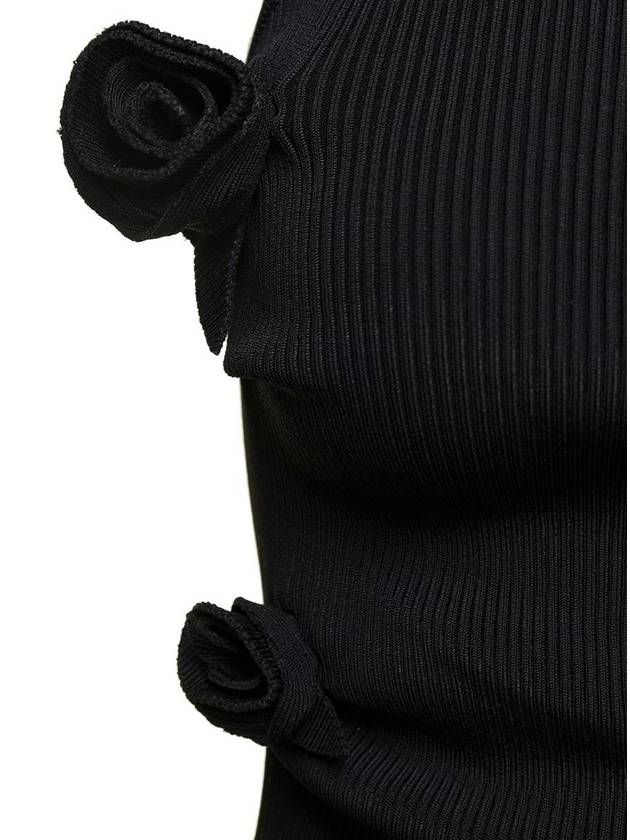 Black Asymmetric Flower Knit Minidress With Cut-Out N Viscosa Stretch Woman - COPERNI - BALAAN 3