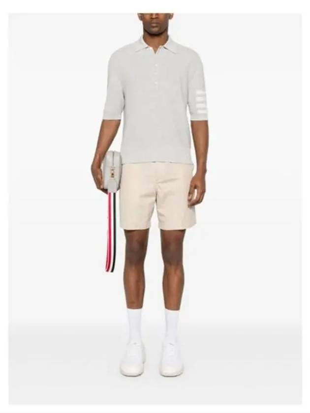 Cotton 4-Bar Relaxed Fit Polo Shirt Grey - THOM BROWNE - BALAAN 5