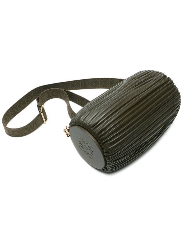 Large Pleated Nappa Bracelet Pouch Bag Dark Khaki Green - LOEWE - BALAAN 6