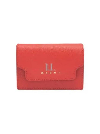 Saffiano Leather Trifold Half Wallet Red - MARNI - BALAAN 2