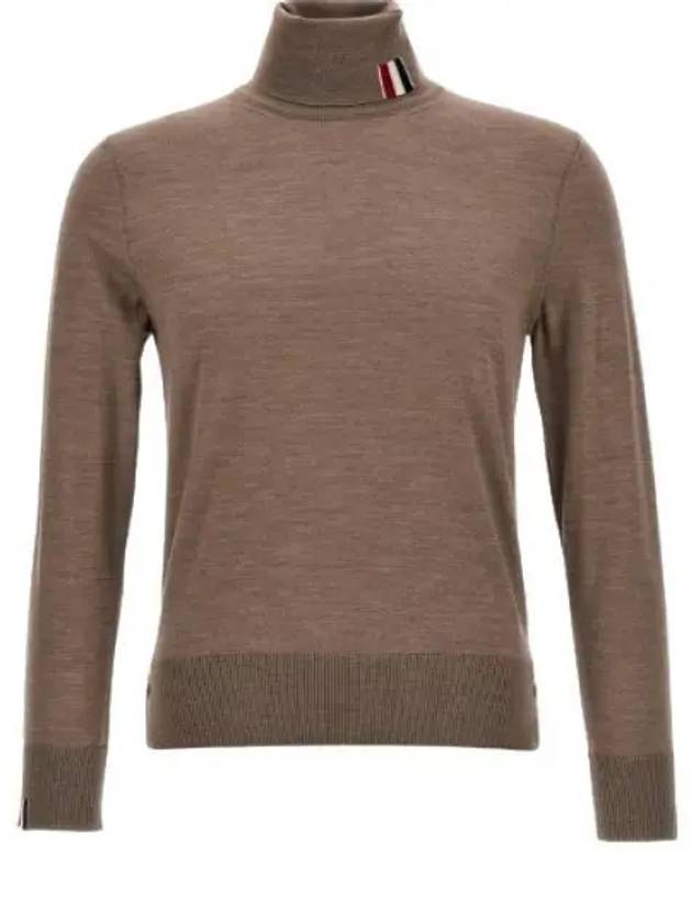 Striped Fine Merino Jersey Turtleneck Medium Brown - THOM BROWNE - BALAAN 2