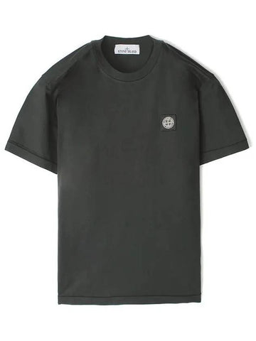 Logo Patch Short Sleeve T-Shirt Charcoal - STONE ISLAND - BALAAN 1