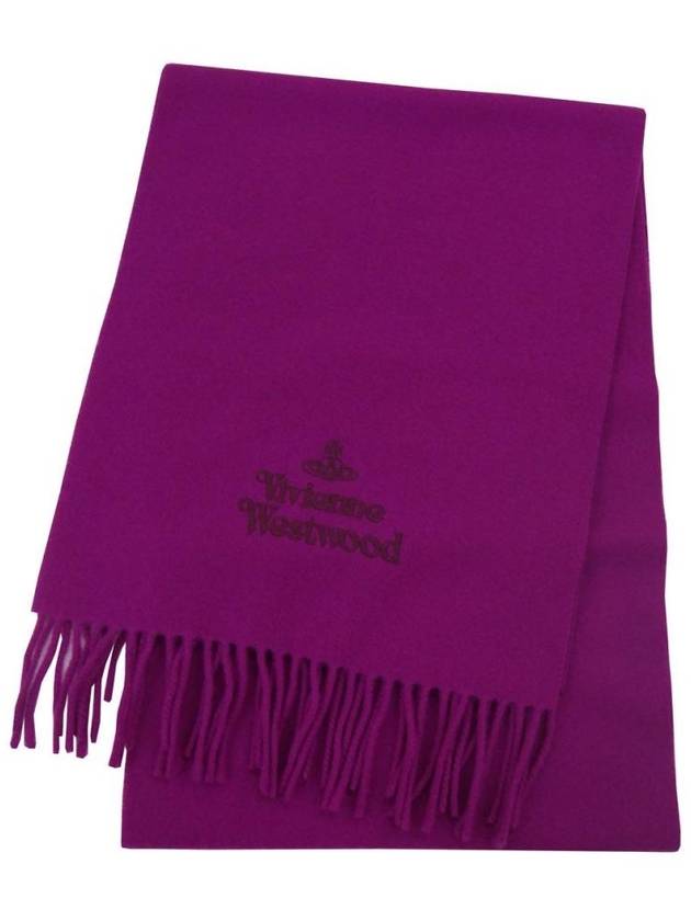 Logo Wool Fringe Muffler Purple - VIVIENNE WESTWOOD - BALAAN 1