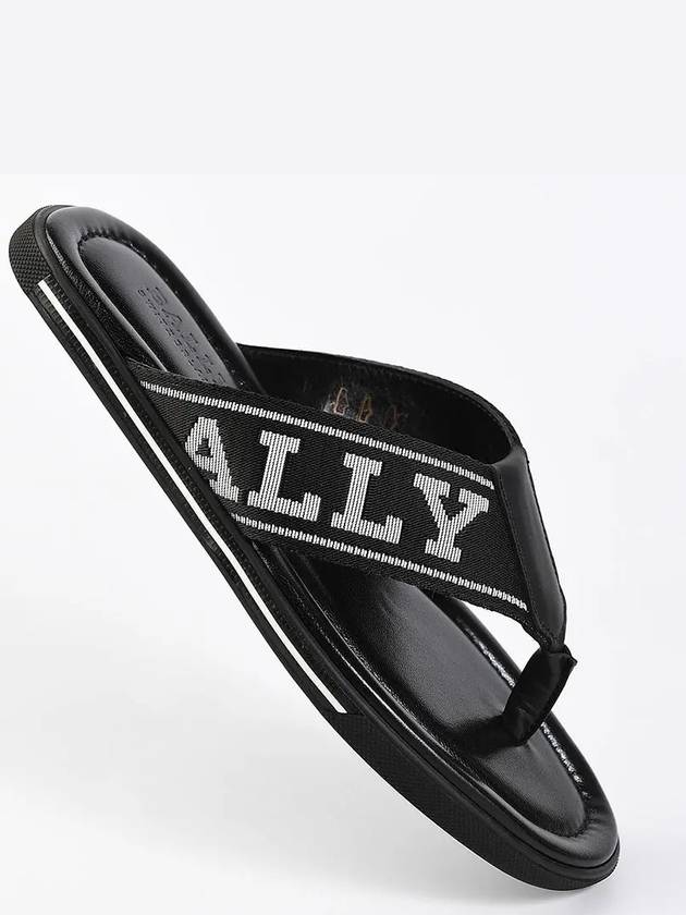 Border Flip Flops Black - BALLY - BALAAN.