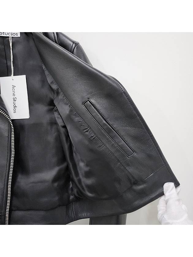 Biker Crop Leather Jacket Black - ACNE STUDIOS - BALAAN 10