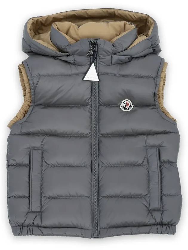 Kids Zibiah Logo Patch Down Padded Vest Grey - MONCLER - BALAAN 4