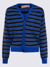 V-Neck Striped Cardigan Blue - MARNI - BALAAN 2