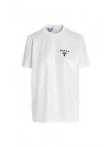 Embroidered t shirt white 3581AR10AGF0009 963396 - PRADA - BALAAN 1