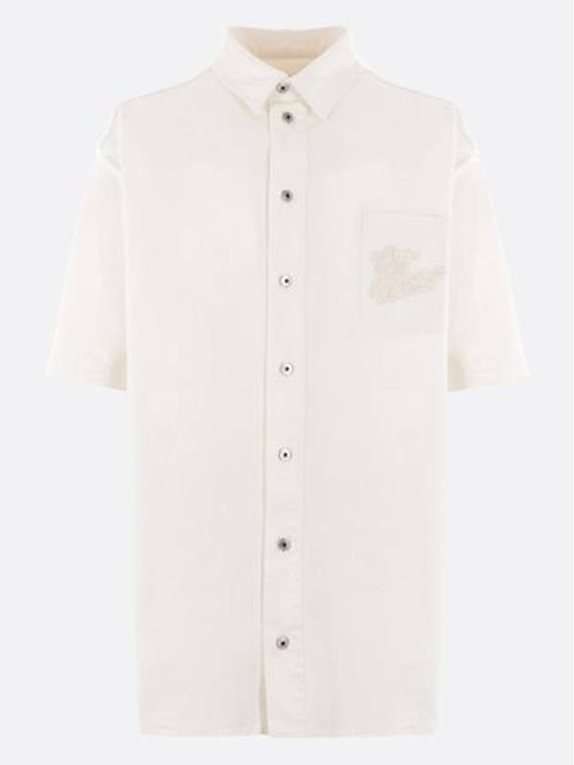 90 aposs logo applique cotton shirt OMYD059S24DEN0010202 - OFF WHITE - BALAAN 4