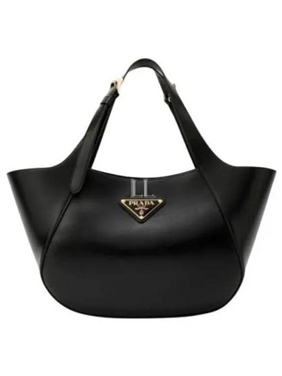 Enamel Triangle Medium Logo Belt Hand Shoulder Bag Black - PRADA - BALAAN 2