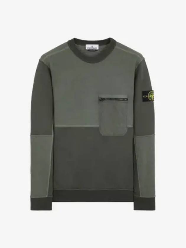 Compass Panel Zipper Pocket Cotton Sweatshirt Dark Green - STONE ISLAND - BALAAN 2