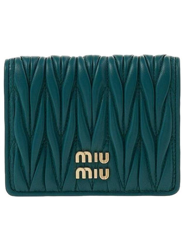 Matelasse Leather Half Wallet Green - MIU MIU - BALAAN 1