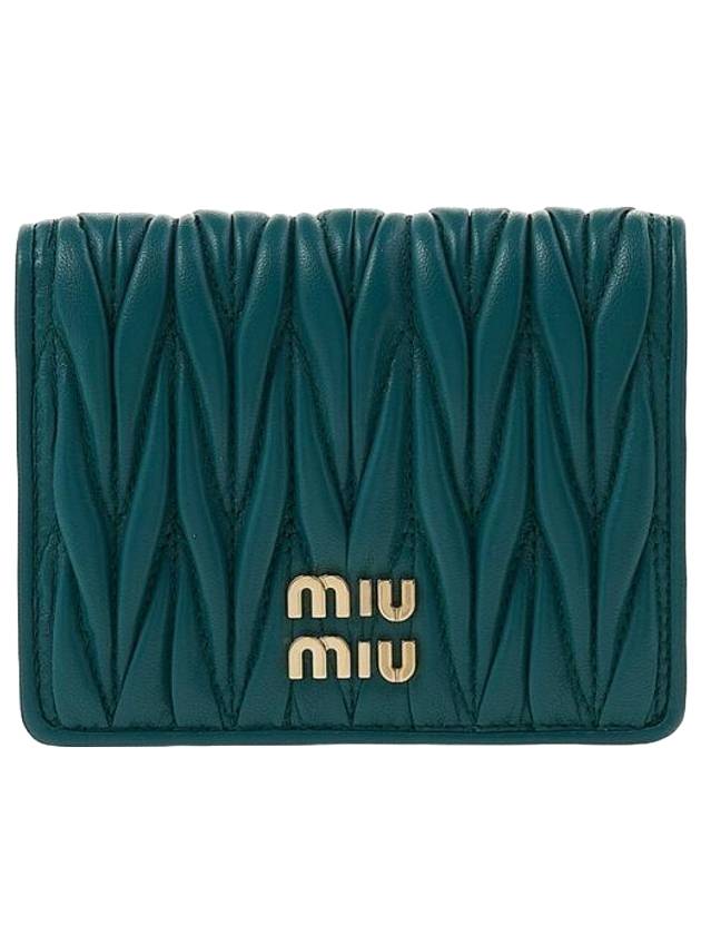 Matelasse Leather Half Wallet Green - MIU MIU - BALAAN 1