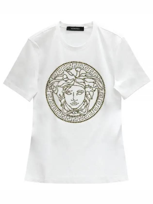 Women's Medusa Studded Short Sleeve T-Shirt White - VERSACE - BALAAN 2