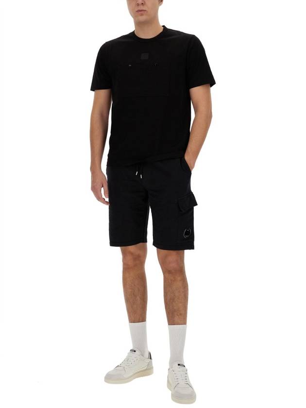 Mercerized Jersey Pocket Short Sleeve T-Shirt Black - CP COMPANY - BALAAN 3