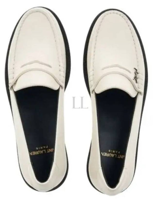 Le Loafer Penny Slippers In Smooth Leather Pearl - SAINT LAURENT - BALAAN 2