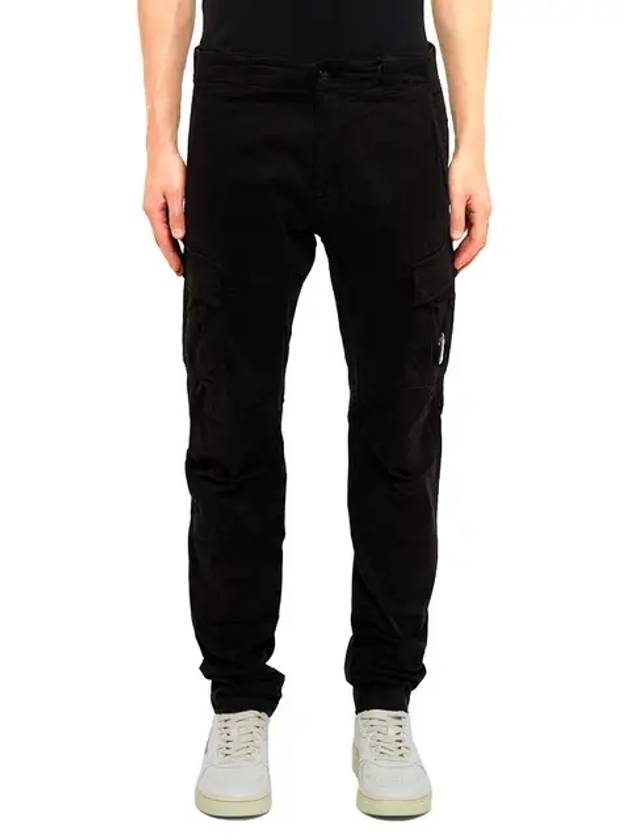 Lens Patch Stretch Satin Cargo Straight Pants Black - CP COMPANY - BALAAN 3