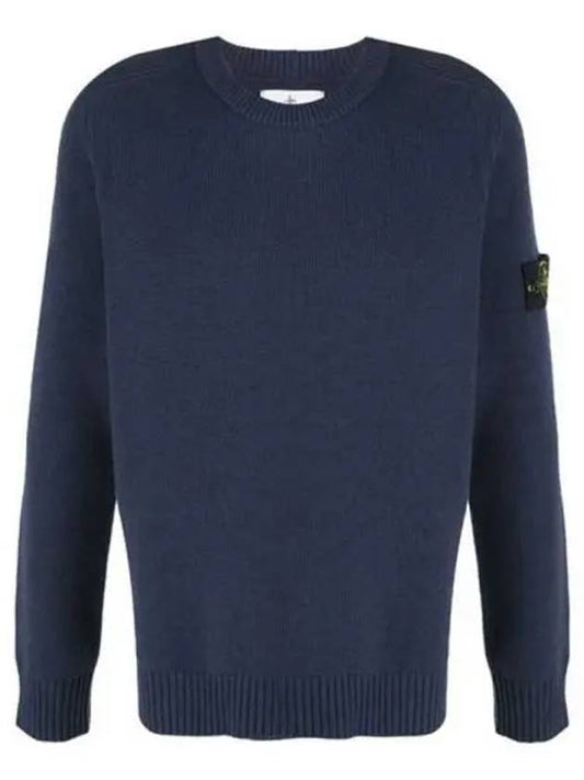 Waffen Patch Round Neck Knit Top Navy - STONE ISLAND - BALAAN 2