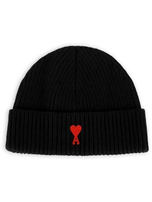 Heart Logo Wool Beanie Black - AMI - BALAAN 1