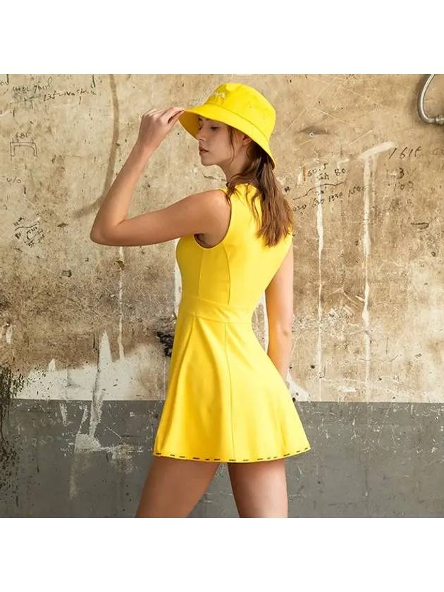 Golf Tennis Cut Out Sleeveless Dress Yellow - AVAVE - BALAAN 2