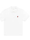 Heart Logo Polo Shirt White - AMI - BALAAN 2