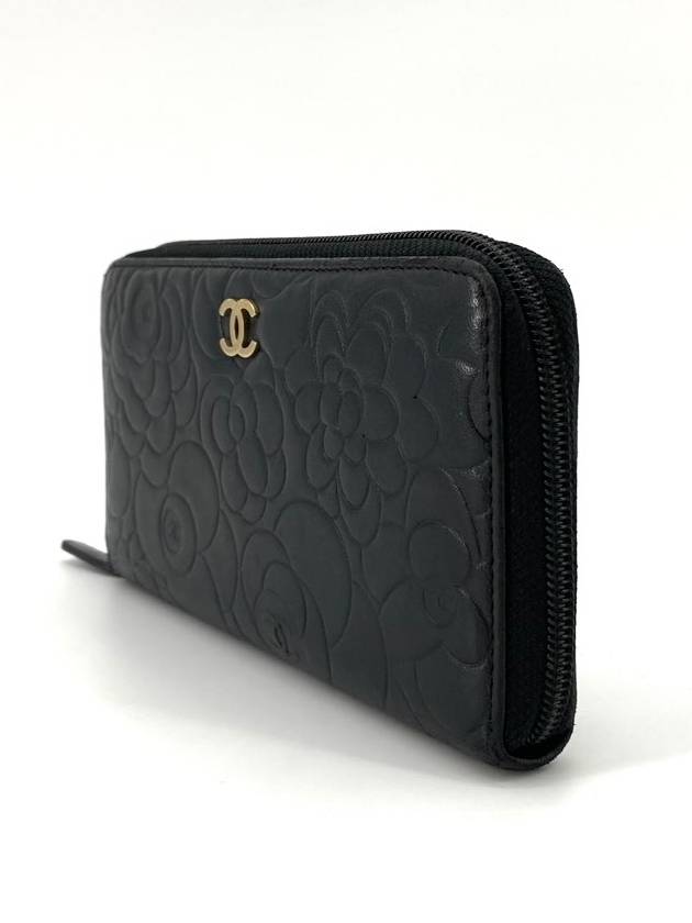 Camellia lambskin zipper long wallet - CHANEL - BALAAN 4