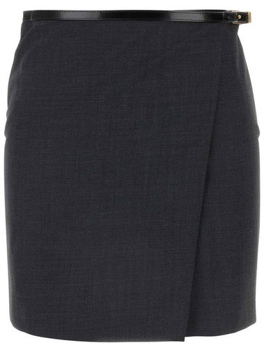 Grey Wrap Mini-Skirt In Wool Blend Woman - PHILOSOPHY DI LORENZO SERAFINI - BALAAN 1