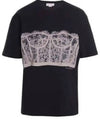 Lace Corset Print Short Sleeves T-Shirt Black - ALEXANDER MCQUEEN - BALAAN 2