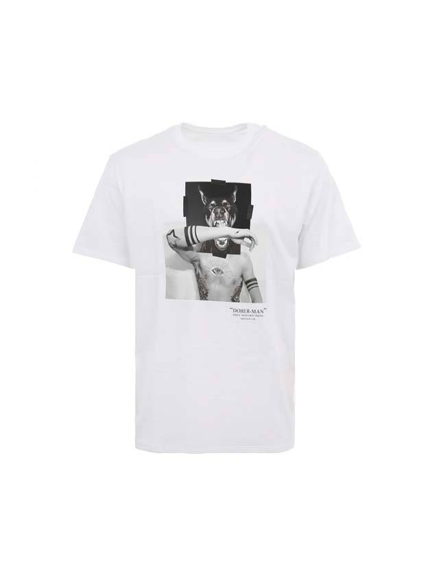 Men's Dover Man Printing Easy Fit Short Sleeve T-Shirt White - NEIL BARRETT - BALAAN 1