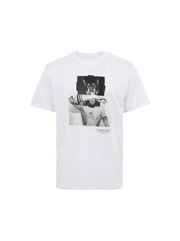 Men's Dover Man Printing Easy Fit Short Sleeve T-Shirt White - NEIL BARRETT - BALAAN 1