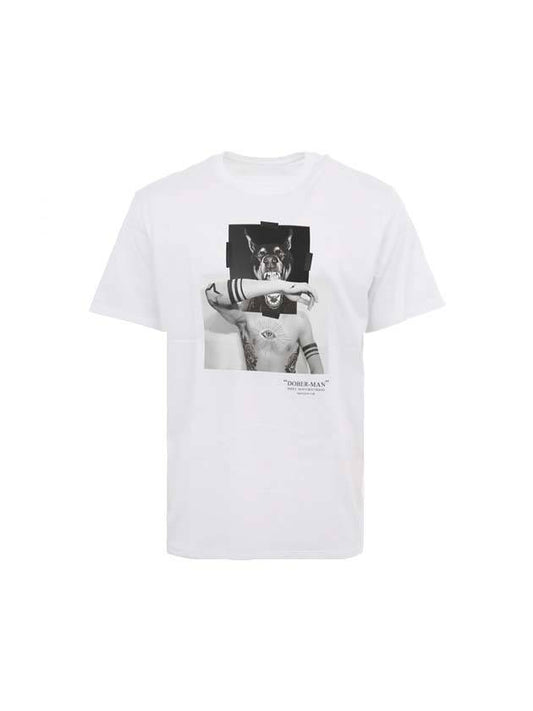 Men's Dover Man Printing Easy Fit Short Sleeve T-Shirt White - NEIL BARRETT - BALAAN.