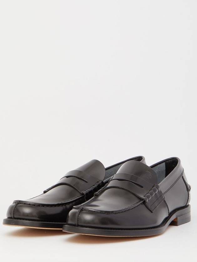 Stamped Monogram Semi-Shiny Leather Loafers Black - TOD'S - BALAAN 3