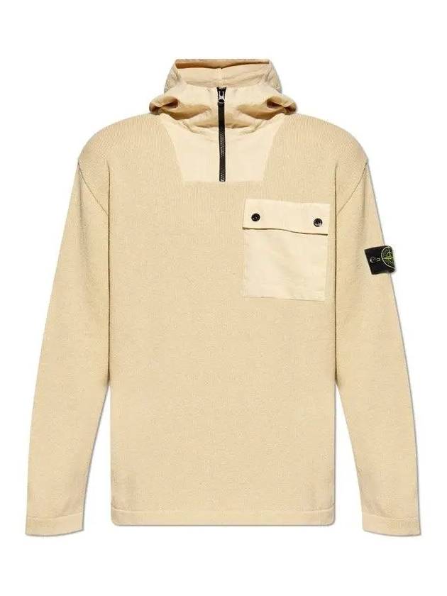 Compass Badge Half Zip-up Cotton Hoodie Ecru - STONE ISLAND - BALAAN 2