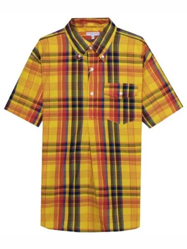 Cotton Gold Plaid Popover Shirt Men Short Sleeve - ENGINEERED GARMENTS - BALAAN 1