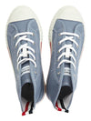 Tartan Sole Canvas High Top Sneakers Blue - THOM BROWNE - BALAAN 3