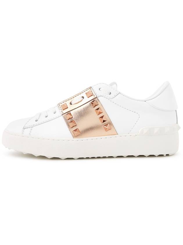 Rockstud Untitled Calfskin Low Top Sneakers White Rose Gold - VALENTINO - BALAAN 5