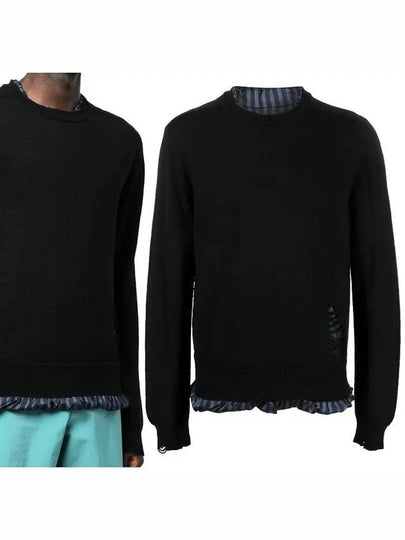 Men's Layered Striped Wool Knit Top Black - MAISON MARGIELA - BALAAN 2