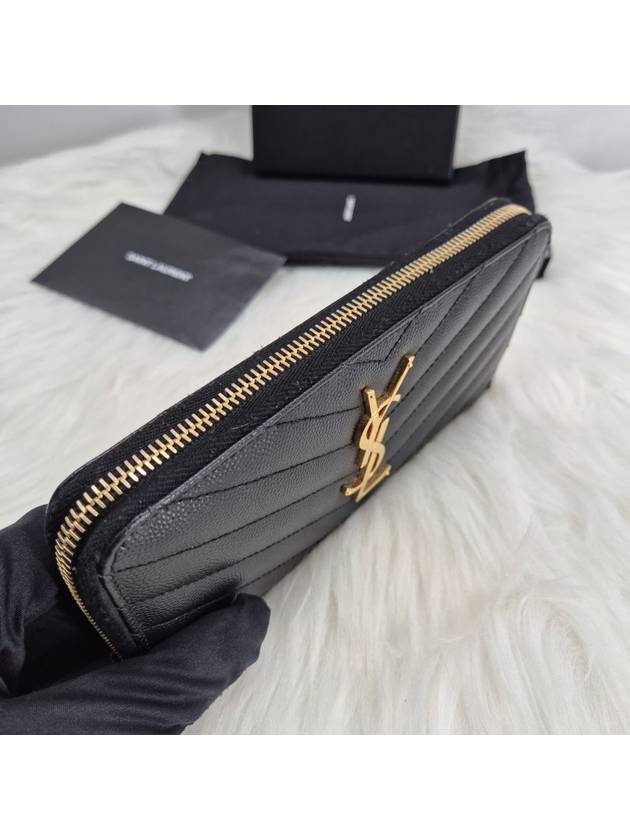 Matelasse zipper around long wallet black - SAINT LAURENT - BALAAN 6