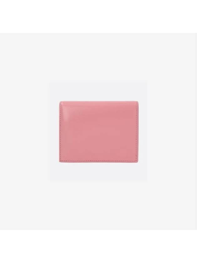 Spazzolato Triangle Logo Brushed Leather Half Wallet Pink - PRADA - BALAAN 4