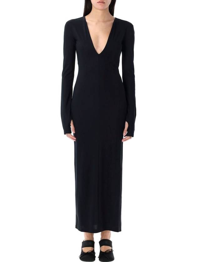 Mm6 Maison Margiela V-Neck Long Dress - MAISON MARGIELA - BALAAN 1