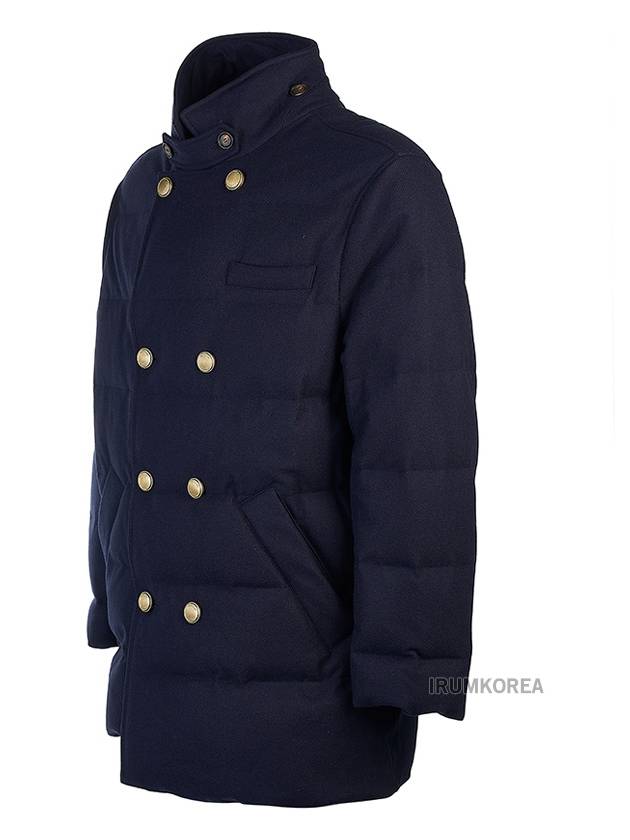 Double Breasted Padded Coat Navy - BRUNELLO CUCINELLI - BALAAN 3