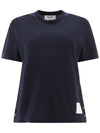 Center Back Stripe Classic Cotton Pique Relaxed Fit Short Sleeve T-Shirt Navy - THOM BROWNE - BALAAN 2