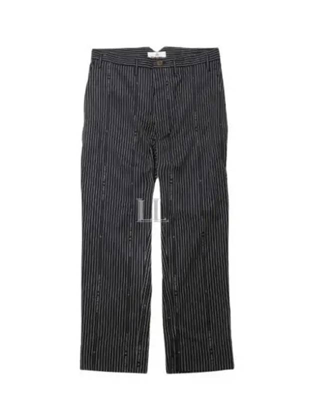 Striped Cropped Virgin Wool Straight Pants Black - VIVIENNE WESTWOOD - BALAAN 2