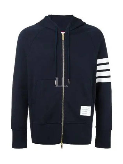 Engineered 4 Bar Diagonal Zip Up Hoodie Navy - THOM BROWNE - BALAAN 2