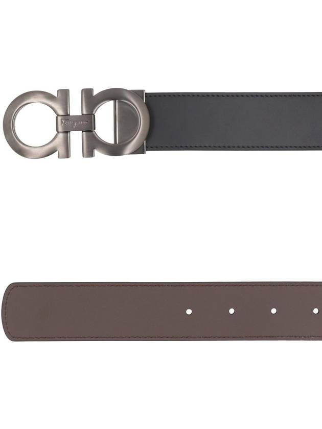 Gancini Reversible Adjustable Leather Belt Black Dark Brown - SALVATORE FERRAGAMO - BALAAN 5