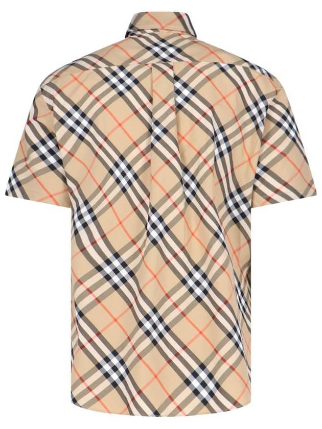 Check Cotton Long Sleeve Shirt Sand - BURBERRY - BALAAN 3