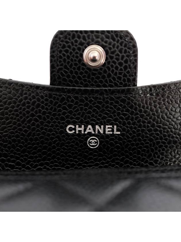 Classic Card Holder Grained Calfskin Silver Black - CHANEL - BALAAN 5