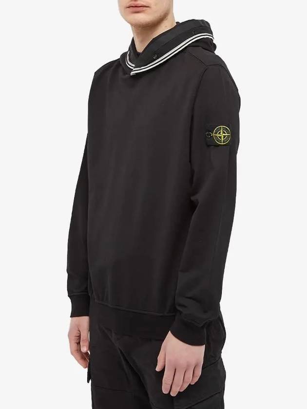 Garment Dyed Cotton Stretch Fleece Hoodie Black - STONE ISLAND - BALAAN 4