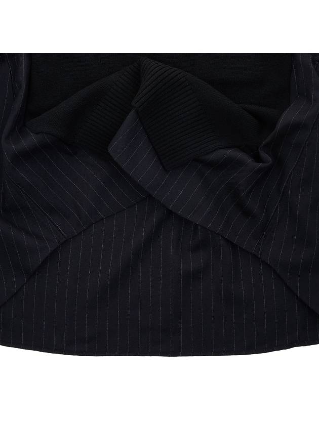 Women's Chalk Stripe x Wool Knit Top Pullover Black - SACAI - BALAAN 11